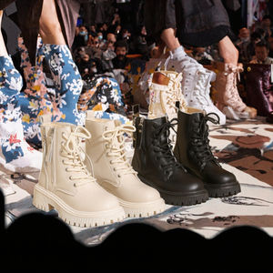 Botas Cortas de Mujer Estilo Británico con Suela Gruesa, Novedad Invierno 2026, Versátiles con Cremallera y Malla, Estilo Motero Francés - Product Image 3