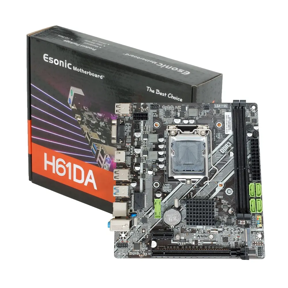 Esonic M.2 NVME H61 Motherboard DDR3 LGA 1155 H61 chipset Desktop PC Mainboard Computer mATX board for Intel 2nd/3rd gen