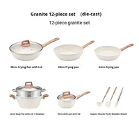 Ensemble de casseroles en aluminium antiadhésives, ensemble complet, sain, durable, compatible induction, compatible four, style occidental, nouveau design trempé