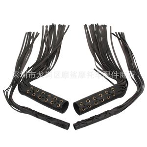 Moshark - Borlas para Manillar de Motocicleta, Cuero Negro, Estilo Retro, Accesorios Decorativos para Motocicletas Harley Davidson - Product Image 3