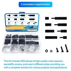 Comrun M2.5 Black Nylon Standoff <b>Spacer</b> With Screws Hex Nuts 350Pcs For PCB Assembly - Product Image 2