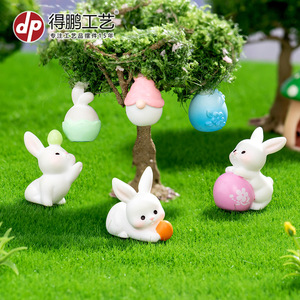 Dp Miniature Resin Bunny Figurines Easter Decorations Animal Shape Desktop Car Ornament - Product Image 2