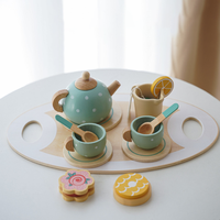 Ensemble de thé en bois pour enfants, simulation de gâteau d'après-midi, théière et tasses, jouets de cuisine pour desserts, pour garçons et filles, CPC CE