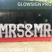 Lettres lumineuses personnalisées en acier galvanisé thermolaqué en forme de cœur, les plus vendues, pour décoration de mariage monobloc