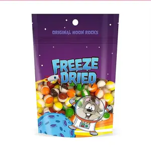 Custom Printed Ziplock Edibles Gummy Stand Up Pouches Freeze Dried Dry Candy Sweets Packaging Mylar Bags With Window