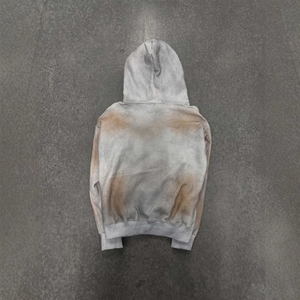 Sweat à capuche OEM pour <span class=keywords><strong>homme</strong></span>, en coton 420 GSM, coupe ample, col montant, tissé, orné, couleur Avoine clair délavé à l'acide, style décontracté hiver, fournisseur d'usine sur mesure - Product Image 2