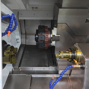 HTS-8-DIIY High-Efficiency CNC Slant <b>Bed</b> Lathe Machine Efficient Double Spindle Gang Type Live Tooling Repeat Positioning - Product Image 6
