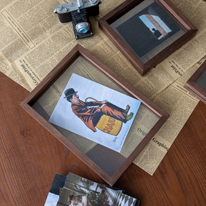 Khung Ảnh Trong Suốt Hai Mặt Bằng Gỗ Óc Chó Màu Đen Trơn Khung Ảnh Bóng Nổi Kèm Kính - Product Image 4