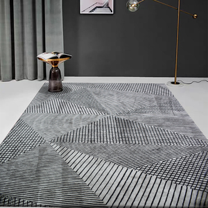 Decoración de interiores de alta gama, sala de estar hecha a mano, alfombra de seda y lana suave de lujo gris para villa - Product Image 6