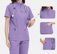 Scrubs médicaux de haute qualité pour femmes avec taille élastique et tissu anti-rides adapté aux travailleurs de salon de beauté