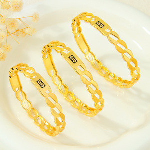Little Bee Jewelry Fashion Monaco Hip Hop Trendy Bracelet 21k Gold Plated Dubai Punk Non Tarnish <b>Bangles</b> Jewelry for Women Event - Product Image 1