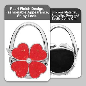 Porte-sac à main pliable motif trèfle pour chaise et comptoir, compact et robuste pour femme, avec pochette en velours, pour mariage et anniversaire - Product Image 5