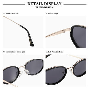 Gafas de sol de moda con montura pequeña para mujer, estilo ojo de gato ovalado, UV400, polarizadas, ligeras, montura de metal TR, lentes TAC, hechas en Wenzhou - Product Image 2
