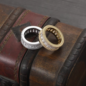 Hip Hop Rectangular Full Zircon <b>Ring</b> for Men and Women <b>Couples</b> Simple Pair <b>Ring</b> <b>Rings</b> - Product Image 1