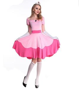 <span class=keywords><strong>Disfraz</strong></span> de Halloween Ecowalson para Mujer, Vestido de Cosplay de la <span class=keywords><strong>Princesa</strong></span> Peach de Super <span class=keywords><strong>Mario</strong></span> Bros, Guantes, Corona, Traje Rosa Dulce - Product Image 3