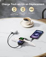 Pengisi Daya Portabel Mini Slim 5000mAh dengan Kabel Terintegrasi QC3.0 Tipe-C Kompatibel untuk Apple Watch untuk iPhone 16/15 LCD IWatch