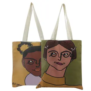 High Quality Shopping Tote Bag Cartoon Girls Grocery Gift Cotton Bag Reusable Eco Friendly Funny Canvas Bag