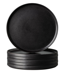 Assiettes de buffet en ardoise personnalisées pour hôtel, vaisselle en porcelaine, 8 à 10 pouces, rondes, noir mat, assiettes à dîner en céramique, assiettes à steak pour restaurant - Product Image 4