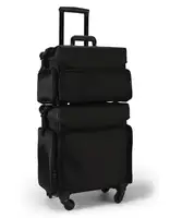 Profesyonel haddeleme arabası arabası makyaj çantası rot çok fonksiyonlu bagaj setleri siyah makyaj seyahat çantası kolu ile