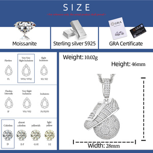 Colgante de Plata de Ley 925 con Moissanita VVS Iced Out, Diseño de Zapatilla de Fútbol, Joyería Deportiva Hip Hop, Amuleto para Regalo de Hombre, Venta al por Mayor - Product Image 6