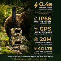 Kamera Pintar Willfine 4G LTE 32MP 1080P Kecepatan Trigger Tinggi IP66 Tahan Air untuk Pengamatan Satwa Liar dengan SMTP FTP dan Penentuan Posisi GPS