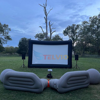 Écran de Projection Gonflable d'Extérieur de 24 Pieds pour Projection Frontale et Arrière, avec Souffleur d'Air et Chaises