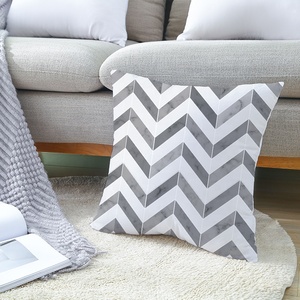 Modern <strong>Square</strong> Black White Geometric Pattern 100% Polyester <strong>Pillow</strong> Cover Hidden Zipper Stylish Design <strong>Sofa</strong> Car Cushion 45*45cm - Product Image 4