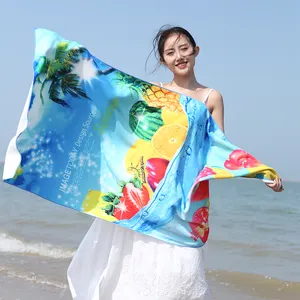 Telo mare sublimazione campione gratuito con Logo stampa personalizzata asciugamano da spiaggia personalizzato in morbida microfibra senza sabbia sulla spiaggia