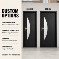 Porte d'entrée en acier moderne sur mesure de style français, cadre en acier, verre en croissant, porte simple pour villa, maison, entrée principale, porte de sécurité