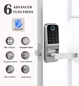 लोकप्रिय डिजाइन TTlock एप्लिकेशन बिजली फिंगरप्रिंट कार्ड कोड संयोजन स्मार्ट दरवाजा ताला जस्ता मिश्र धातु फिंगरप्रिंट दरवाज़ा बंद - Product Image 5