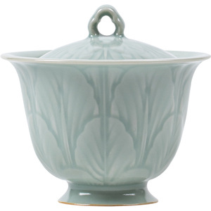 Guanlan Tianqing Ru Kiln Relief Covered Bowl <b>Teacup</b> Sky Blue Porcelain Gaiwan For Kung Fu Tea Set - Product Image 5