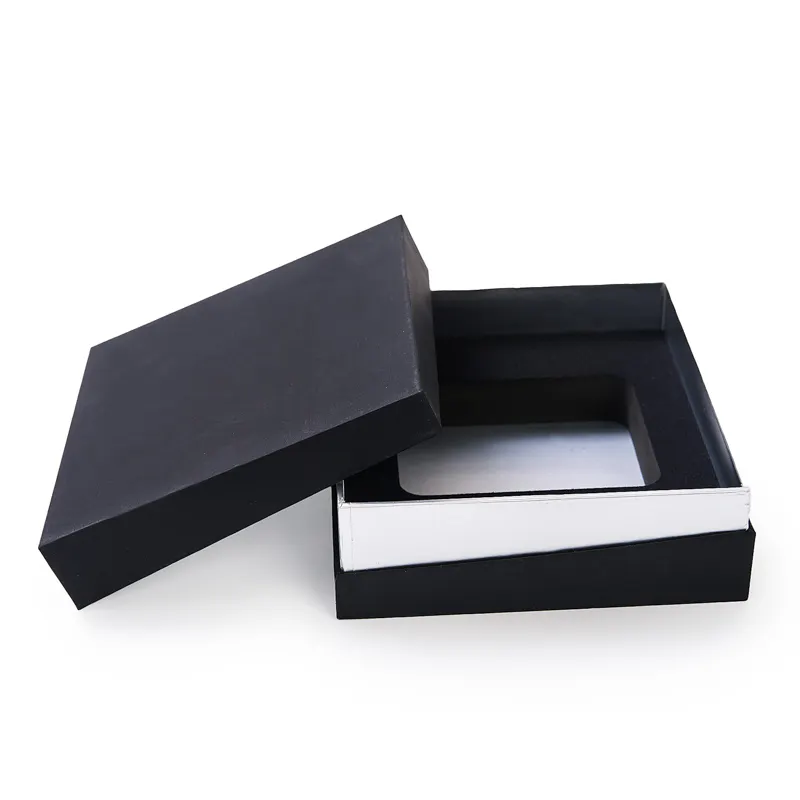علبة هدايا ورقية سوداء اللون للمستحضرات التجميلية صندوق هدايا للعطور من مادة EVA صندوق بغطاء وقاعدة من مكياج ذو شكل خاص بالداخل