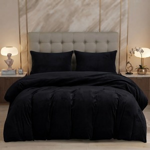 Set <span class=keywords><strong>Copripiumino</strong></span> in Velluto Cristallo Bicolore, Kit Biancheria da Letto in Velluto Cristallo <span class=keywords><strong>Tinta</strong></span> <span class=keywords><strong>Unita</strong></span>, Copriletto Caldo e Confortevole - Product Image 6