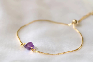 Bracelet ajustable en or 18 carats avec <span class=keywords><strong>pierre</strong></span> de naissance, cristal naturel brut, <span class=keywords><strong>pierre</strong></span> précieuse, fabrication artisanale, fermoir coulissant, cadeau pour elle - Product Image 5