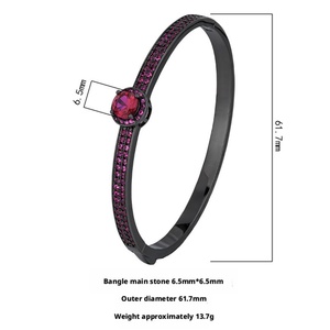 Fashion Eco-friendly Copper Black Gold Plated 6.5mm <b>Red</b> Corundum & Blue Spinel Zirconia Fine <b>Bracelets</b> Bangles for Premium Gift - Product Image 2
