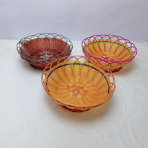 <b>Plastic</b> Woven Storage <b>Basket</b> Round 160 Series Kitchen Use Neatening Fruit Snack Plate Pastoral Style Handmade - Product Image 3