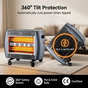 Chauffage infrarouge au quartz à économie d'énergie <span class=keywords><strong>2000</strong></span> <span class=keywords><strong>Watts</strong></span>, 5 éléments, chauffage rapide, radiateur électrique au sol pour l'hiver - Product Image 2
