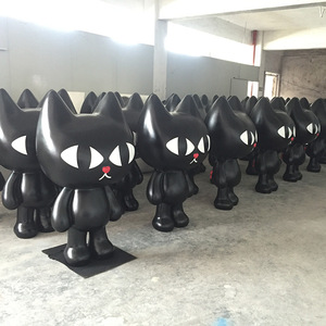 Sculpture en résine de chat noir, figurine artistique d'extérieur, montage au sol, design moderne, emballage en une seule pièce - Product Image 3