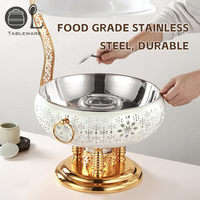 OULU Ensemble de réchauds de buffet de luxe en acier inoxydable, alimentés au combustible, or blanc et or noir, 8L, pour hôtels et mariages