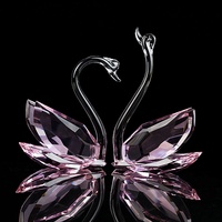 Ornements créatifs en verre cristal rose, paire de cygnes, cadeau de mariage, cadeau de pendaison de crémaillère, décoration de salon, décorations semi-artisanales