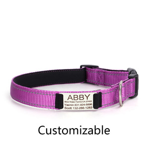 Collier pour chien personnalisé en nylon réfléchissant et néoprène rembourré avec plaque nominative, colliers pour animaux de compagnie personnalisés - Product Image 6