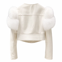 Nouvelle veste en cuir de mouton courte pour femmes, style tendance, veste en cuir véritable de haute qualité, décontractée, style motard, avec fourrure de renard moelleuse