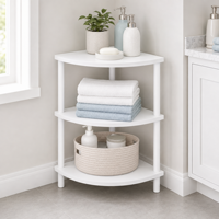 Étagère d'angle Turn-N-Tube à un niveau, en fer moderne, détachable et pliable, pour salon, bureau à domicile, garage, blanc