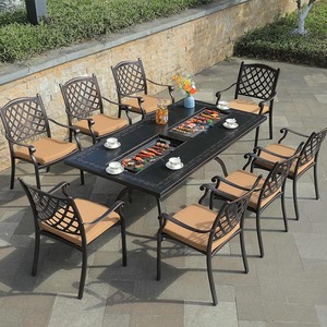 Hot Sale High Quality Modern Outdoor Dining <b>Table</b> Set Aluminum Frame for Courtyard Park Use <b>Balcony</b> Barbecue Leisure Furniture B - Product Image 1