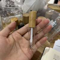 Tube d'eye-liner vide en verre dépoli de 6 ml avec bouchon en bambou et pinceau, contenant pour eye-liner liquide, emballage cosmétique pour maquillage des yeux