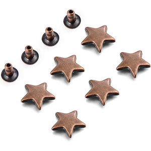 Rivets étoiles rétro en laiton cuivré de 12 mm pour vêtements en cuir, vente en gros personnalisée - Product Image 1