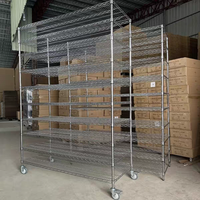 Étagère de rangement en acier au carbone chromé, robuste et réglable, avec roulettes et dimensions personnalisées, directement de l'usine