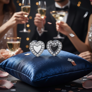 Pendientes de Moda para Mujer Love Me Heart de Acero Quirúrgico 316L Hipoalergénico de 9 mm para Fiestas y Eventos - Product Image 3