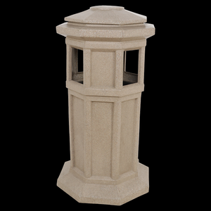 Standing Marble Gray <b>Plastic</b> Dust Bin with Removable Inner <b>Bucket</b> Outdoor Waste Bin for Garden Street Hotel Use - Product Image 3