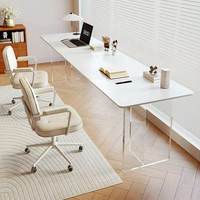Bureau moderne en bois massif durable avec double plateau en pierre, table d'étude écologique pour la maison, idéale pour chambre, salon ou bureau